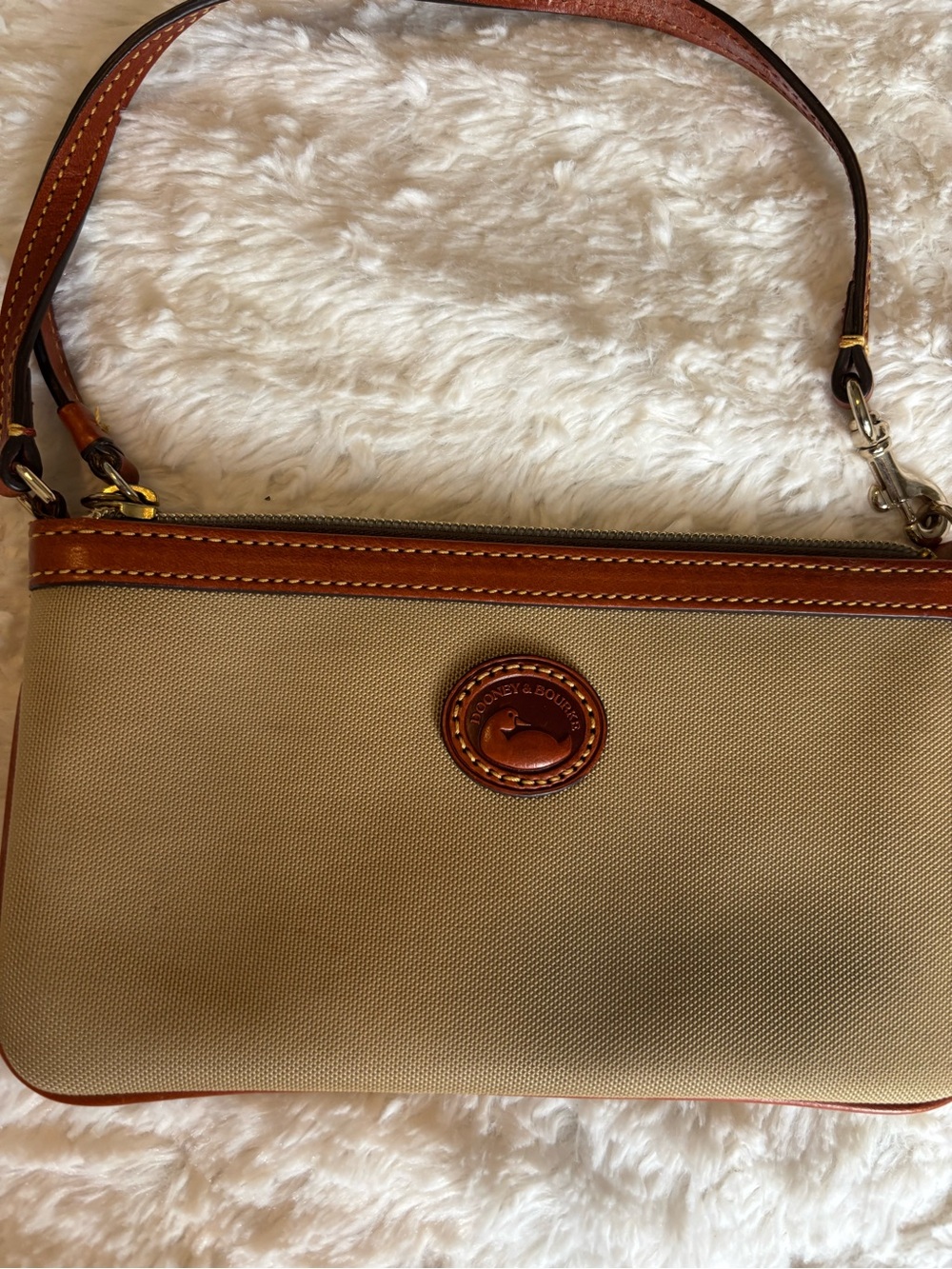 Dooney & Bourke Beige and Brown Large Slim Wristlet
